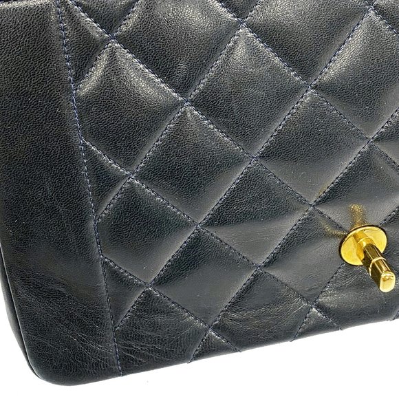 Chanel Shoulder Bag Diana Chain Lambskin Black Gold Hardware Women's - Picture 8 of 14